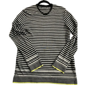MEXX black & gray striped long sleeve V-neck tee. Size L